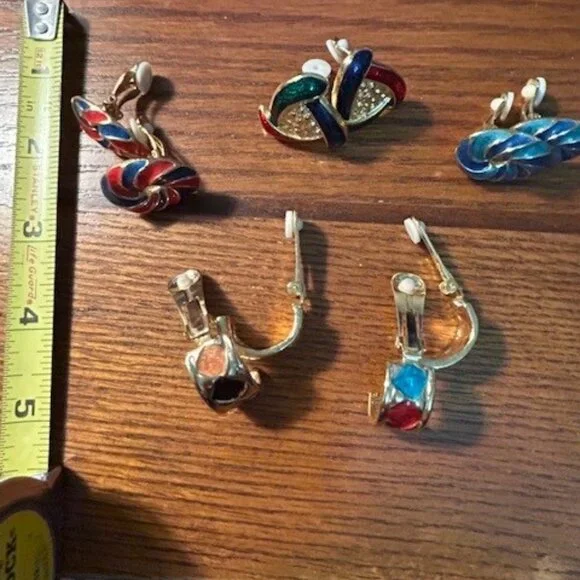 5 Pair of beautiful, colorful, clip earrings - Picture 7 of 10